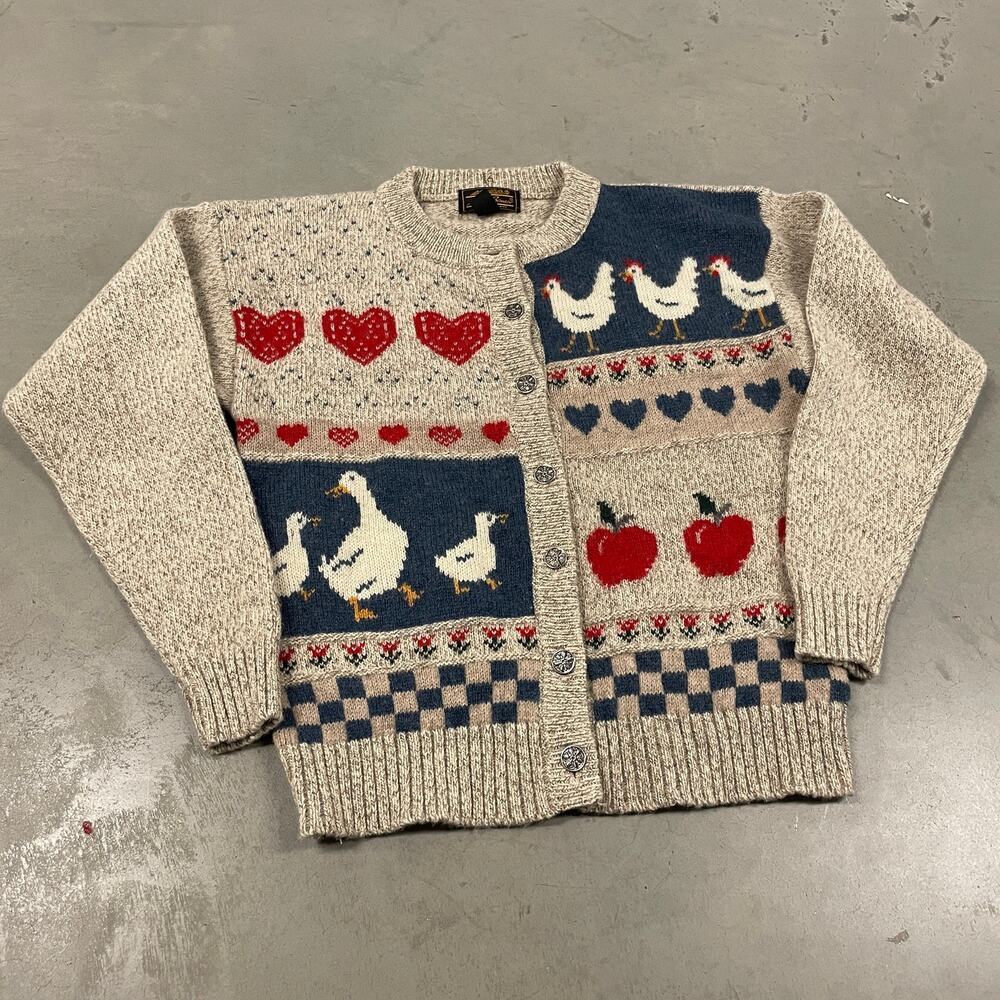 Vintage 90s Eddie Bauer farm cardigan sweater